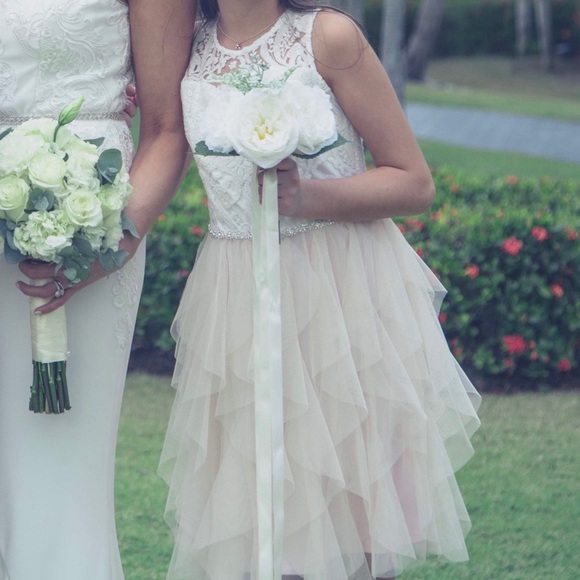 Embroidered Mesh Cascade Dress - Picture 8 of 8